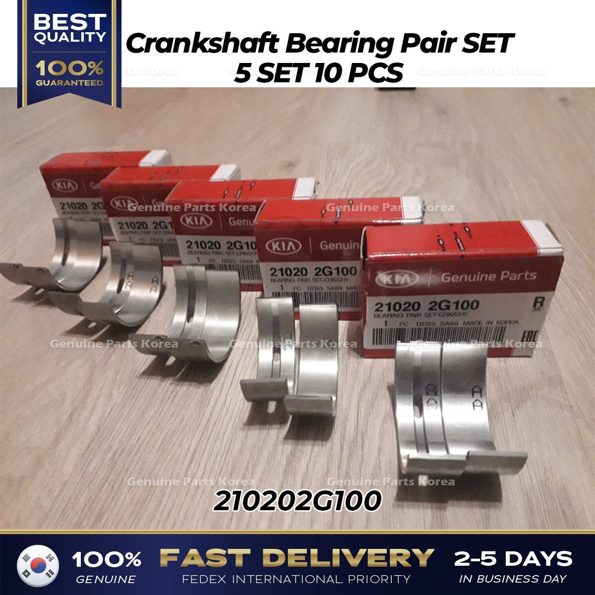 Genuine Crankshaft Bearing Pair 5 SET 10 PCS for Hyundai Sonata Hybrid