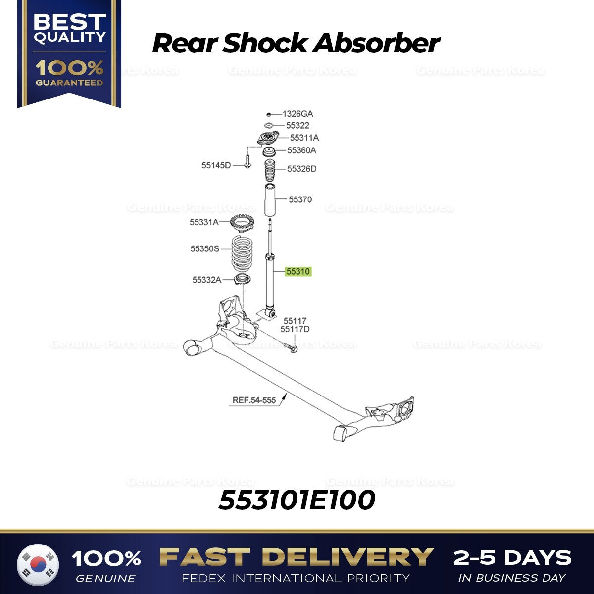 Genuine Rear Shock Absorber 553101E100 for Hyundai Accent
