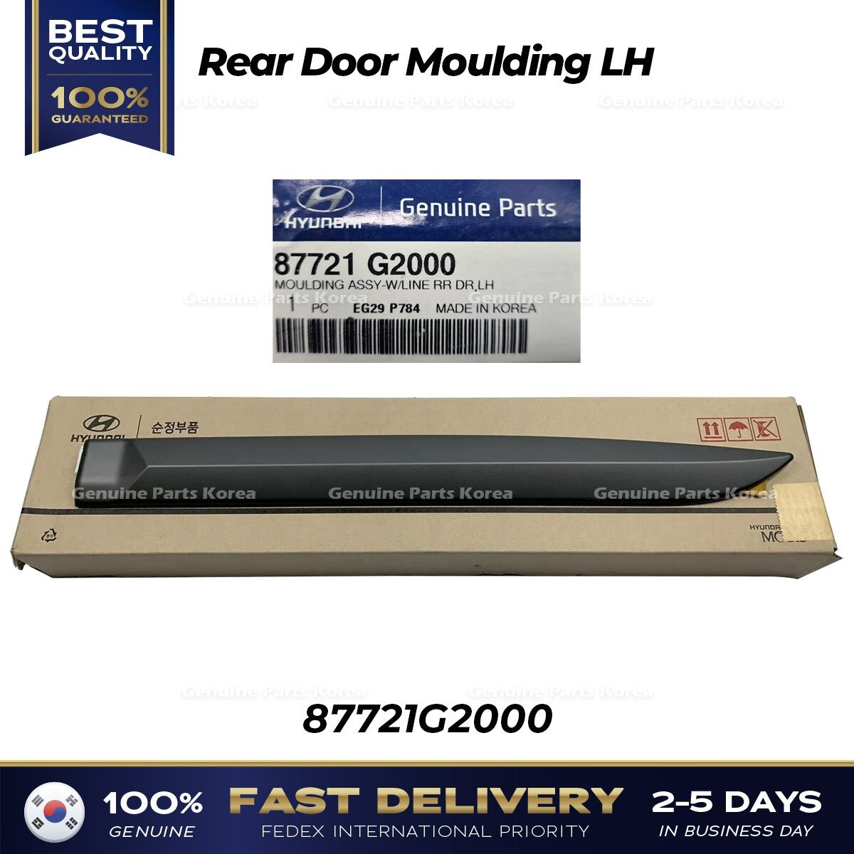 Genuine Rear Door Moulding LH 87721G2000 for Hyundai Ioniq