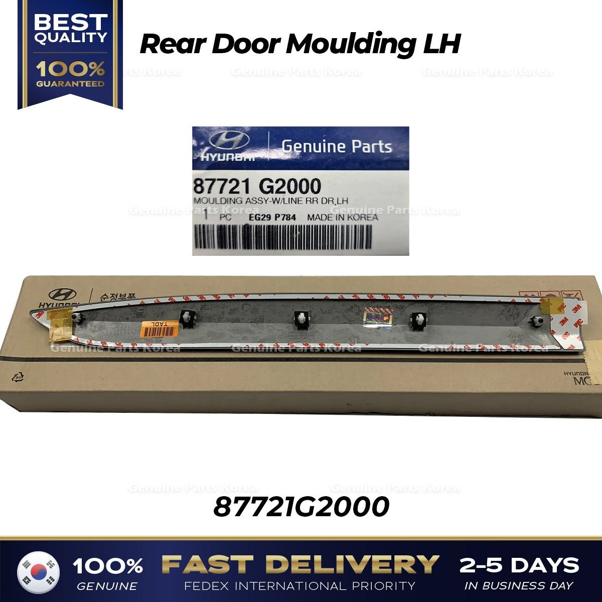 Genuine Rear Door Moulding LH 87721G2000 for Hyundai Ioniq