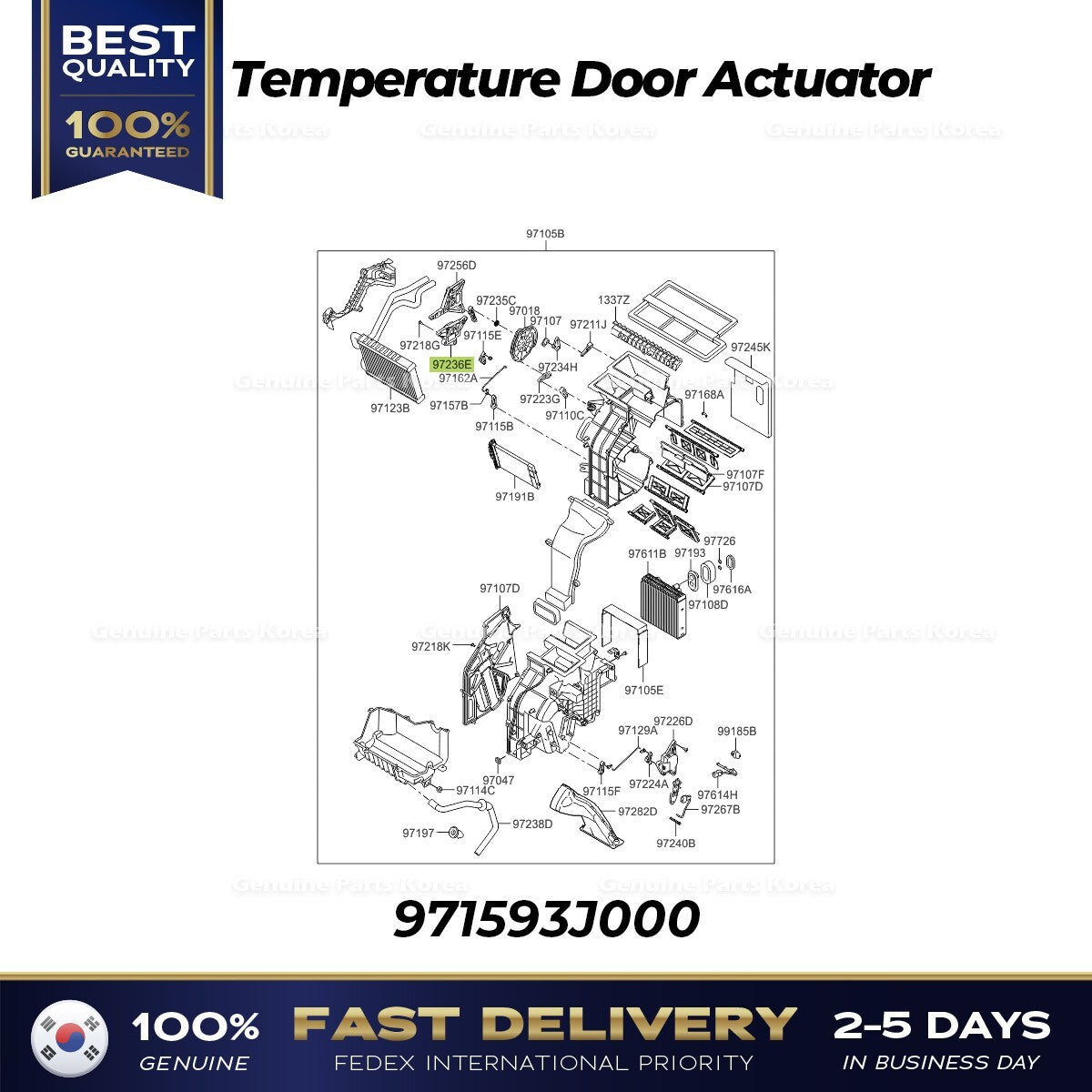 Genuine Temperature Door Actuator 971593J000 for Hyundai Veracruz