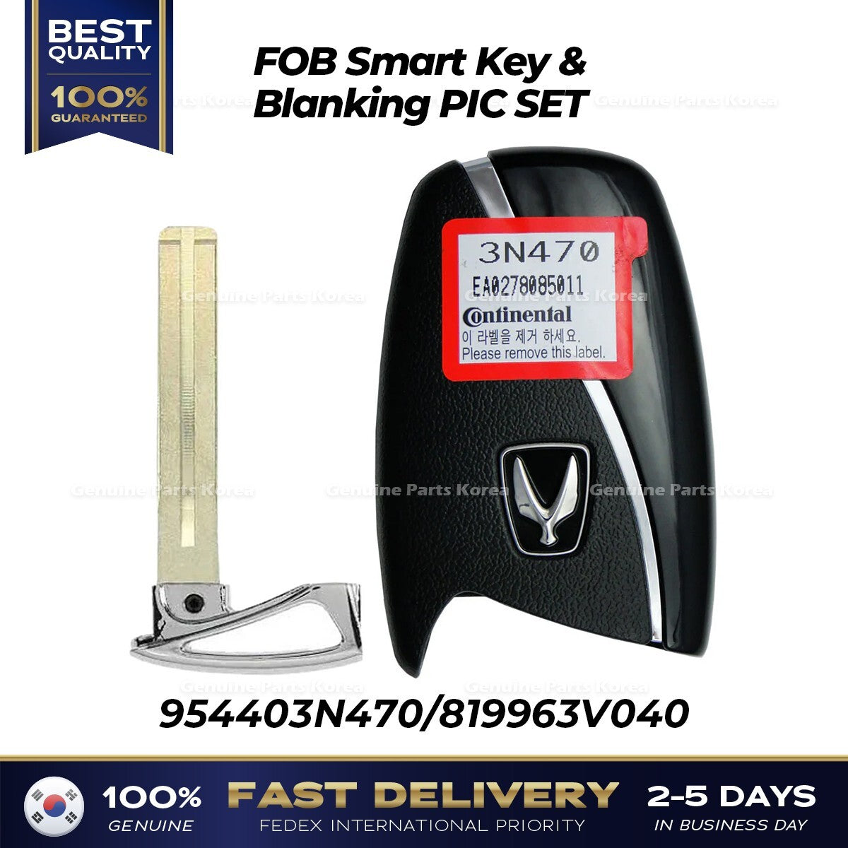 Genuine FOB Smart Key & Blanking PIC SET 954403N470 for Hyundai Equus
