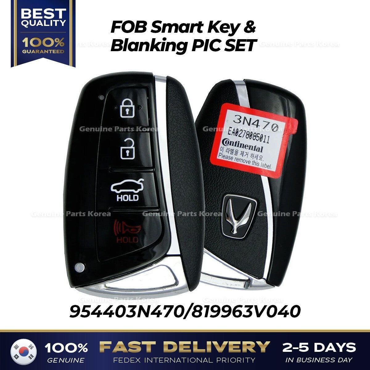 Genuine FOB Smart Key & Blanking PIC SET 954403N470 for Hyundai Equus