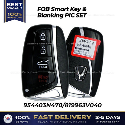 Genuine FOB Smart Key & Blanking PIC SET 954403N470 for Hyundai Equus