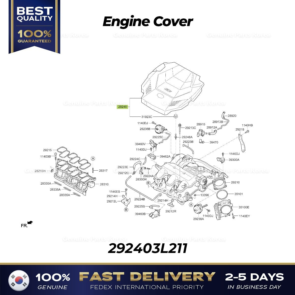 Genuine Engine Cover 292403L211 for Hyundai Palisade