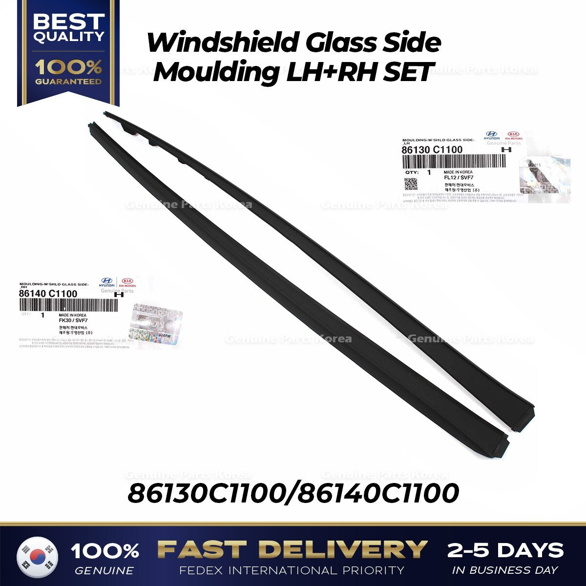 Genuine Windshield Glass Side Moulding LH RH SET for Hyundai Sonata