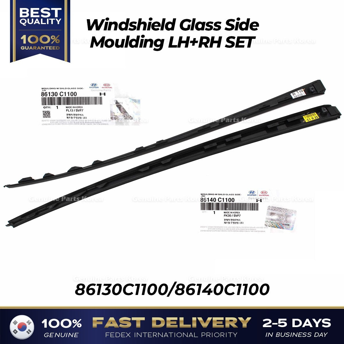 Genuine Windshield Glass Side Moulding LH RH SET for Hyundai Sonata