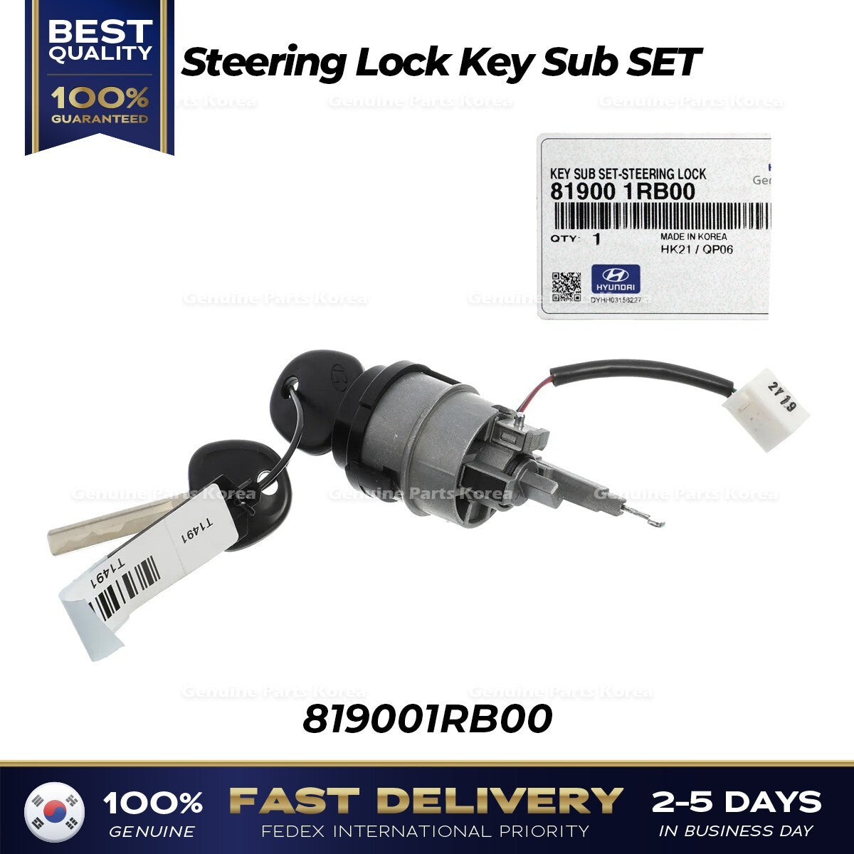 Genuine Steering Lock Key Sub SET 819001RB00 for Hyundai Accent