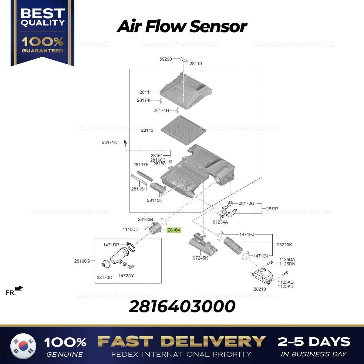 Genuine Air Flow Sensor 2816403000 for Hyundai Ioniq Kia Niro