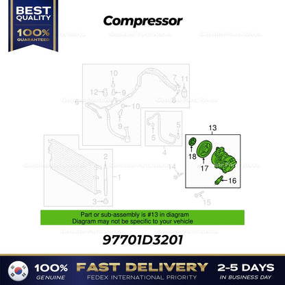 Genuine Compressor 97701D3201 for Hyundai Tucson