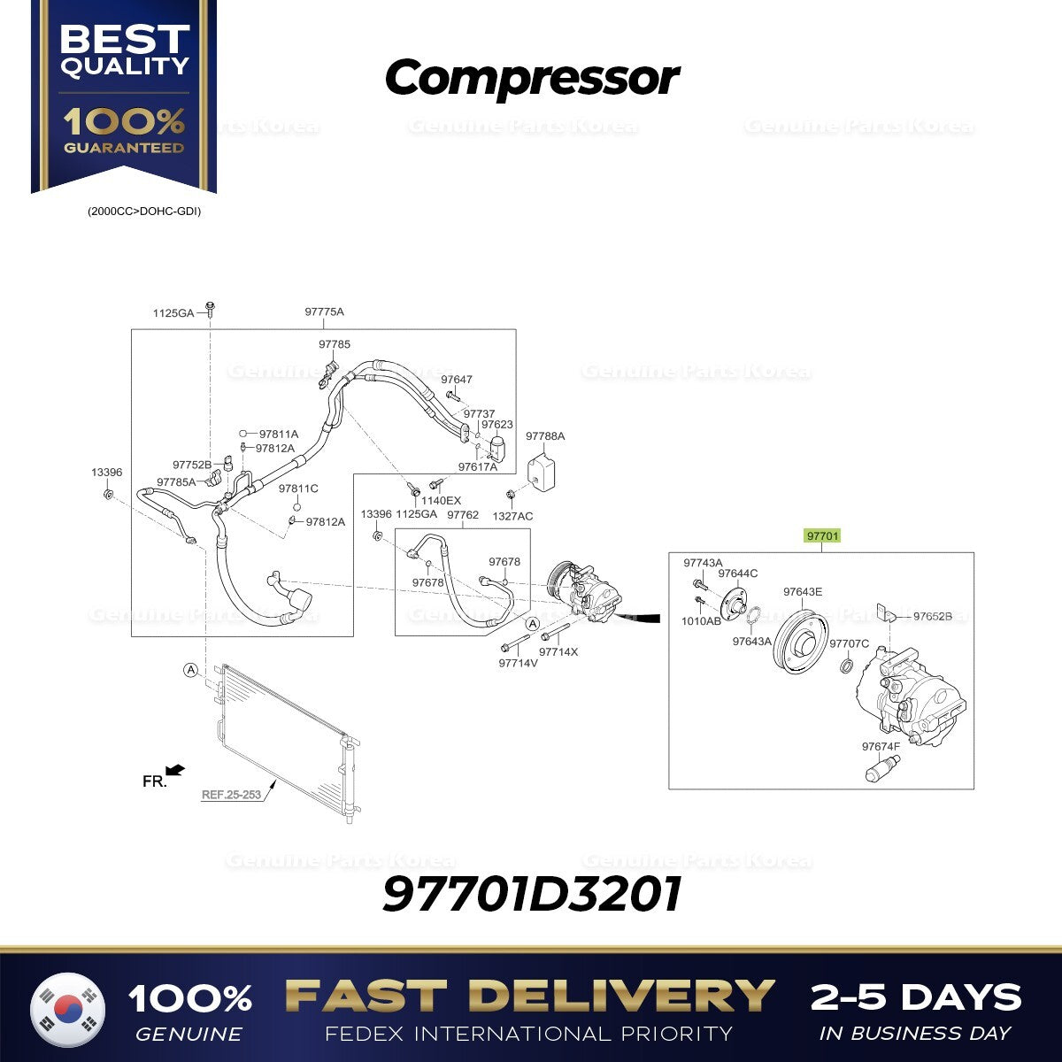 Genuine Compressor 97701D3201 for Hyundai Tucson