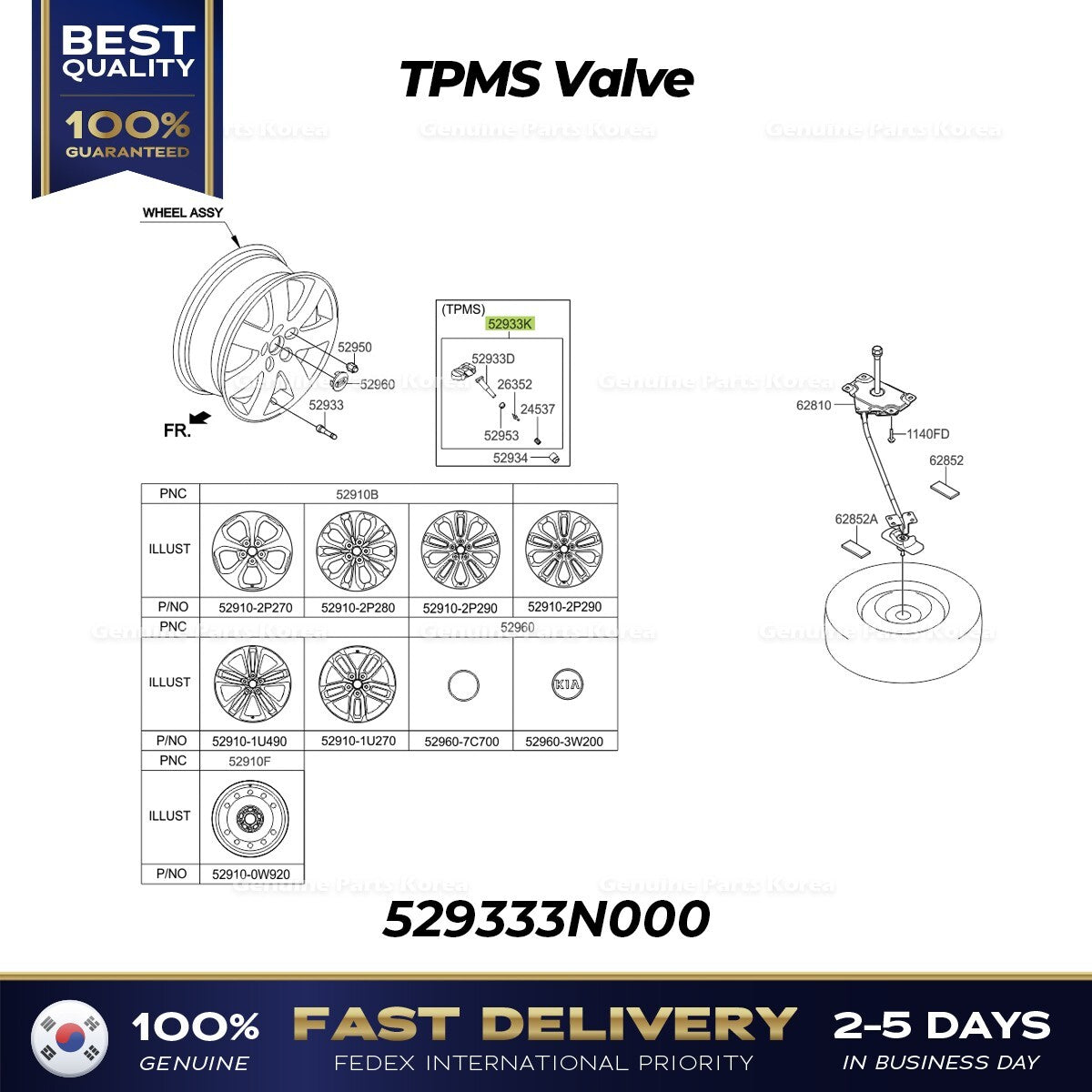 Genuine TPMS Valve 529333N000 for Hyundai Kia