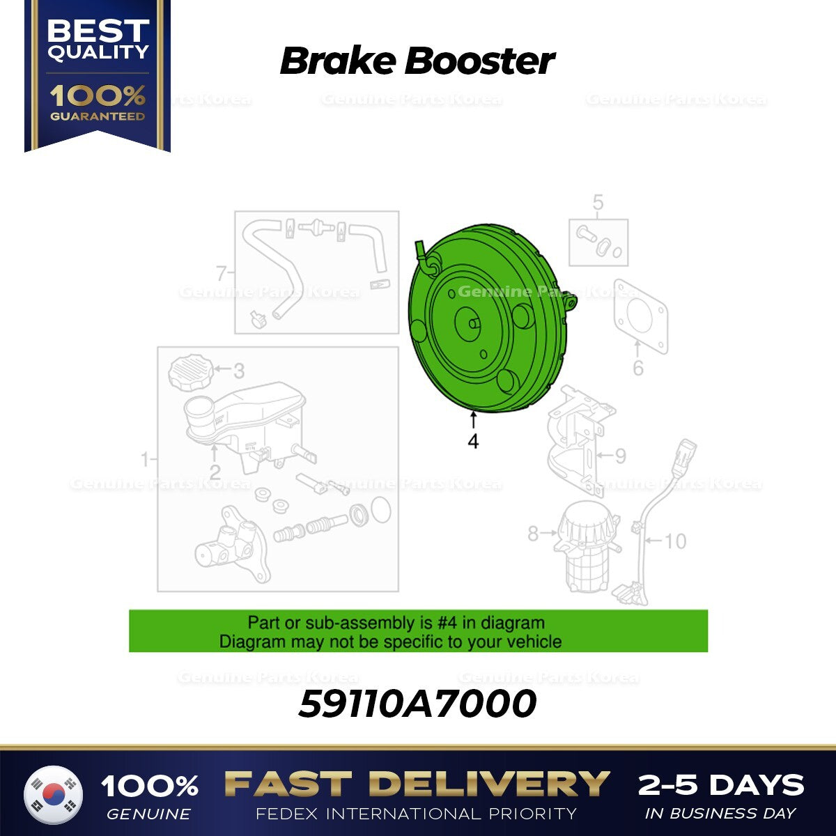 Genuine Brake Booster 59110A7000 for Kia Forte Forte Koup
