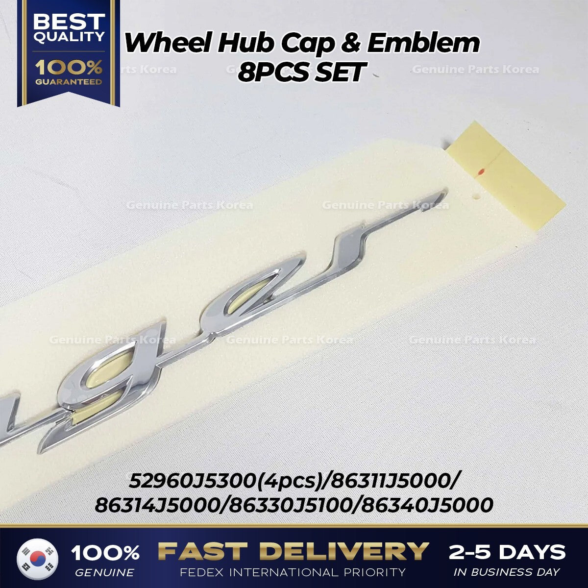 Genuine Wheel Hub Cap & Emblem 8PCS SET 52960J5300 for Kia Stinger