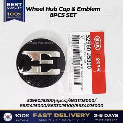 Genuine Wheel Hub Cap & Emblem 8PCS SET 52960J5300 for Kia Stinger