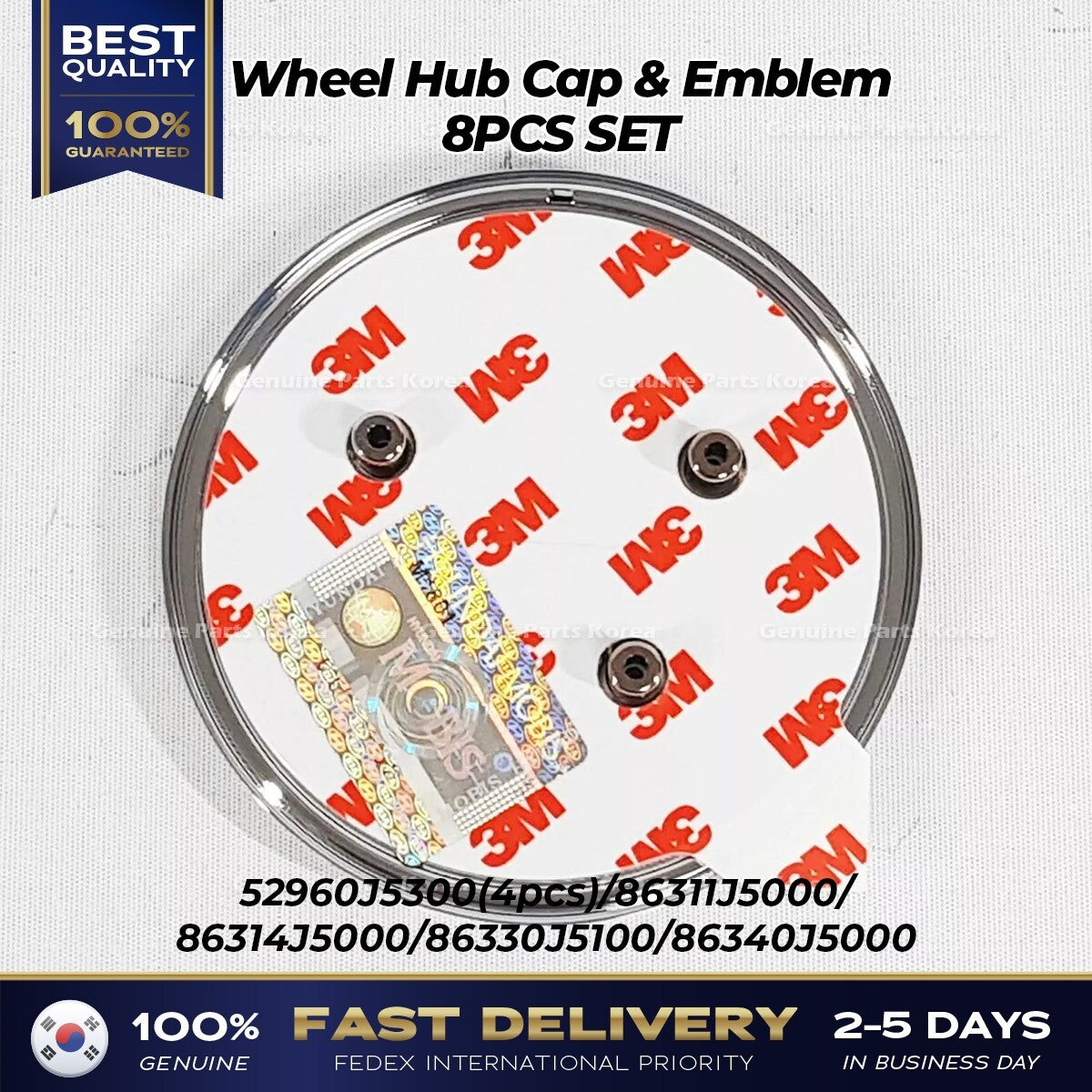 Genuine Wheel Hub Cap & Emblem 8PCS SET 52960J5300 for Kia Stinger