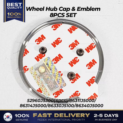 Genuine Wheel Hub Cap & Emblem 8PCS SET 52960J5300 for Kia Stinger