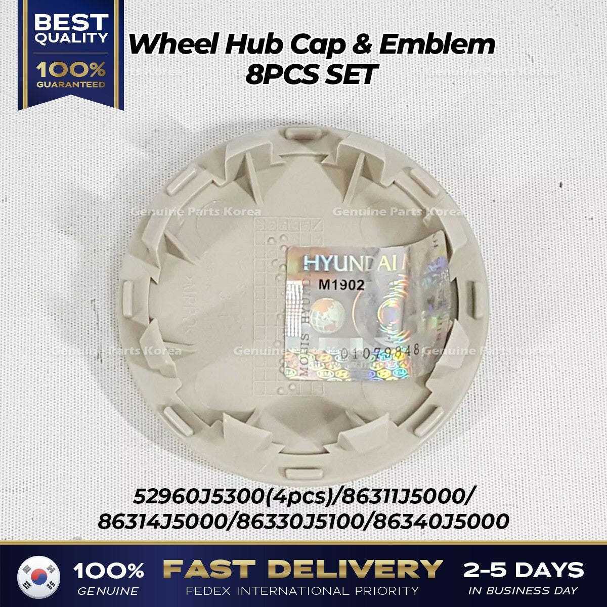 Genuine Wheel Hub Cap & Emblem 8PCS SET 52960J5300 for Kia Stinger