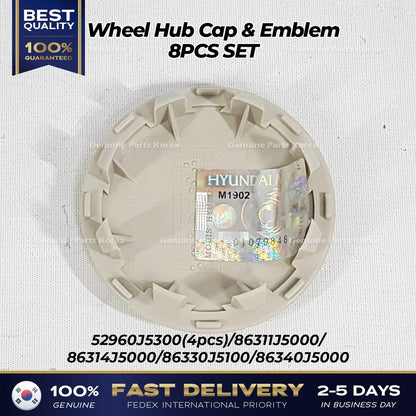 Genuine Wheel Hub Cap & Emblem 8PCS SET 52960J5300 for Kia Stinger