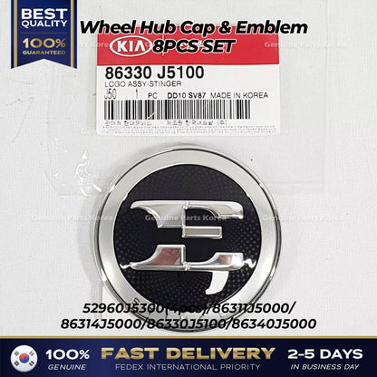Genuine Wheel Hub Cap & Emblem 8PCS SET 52960J5300 for Kia Stinger