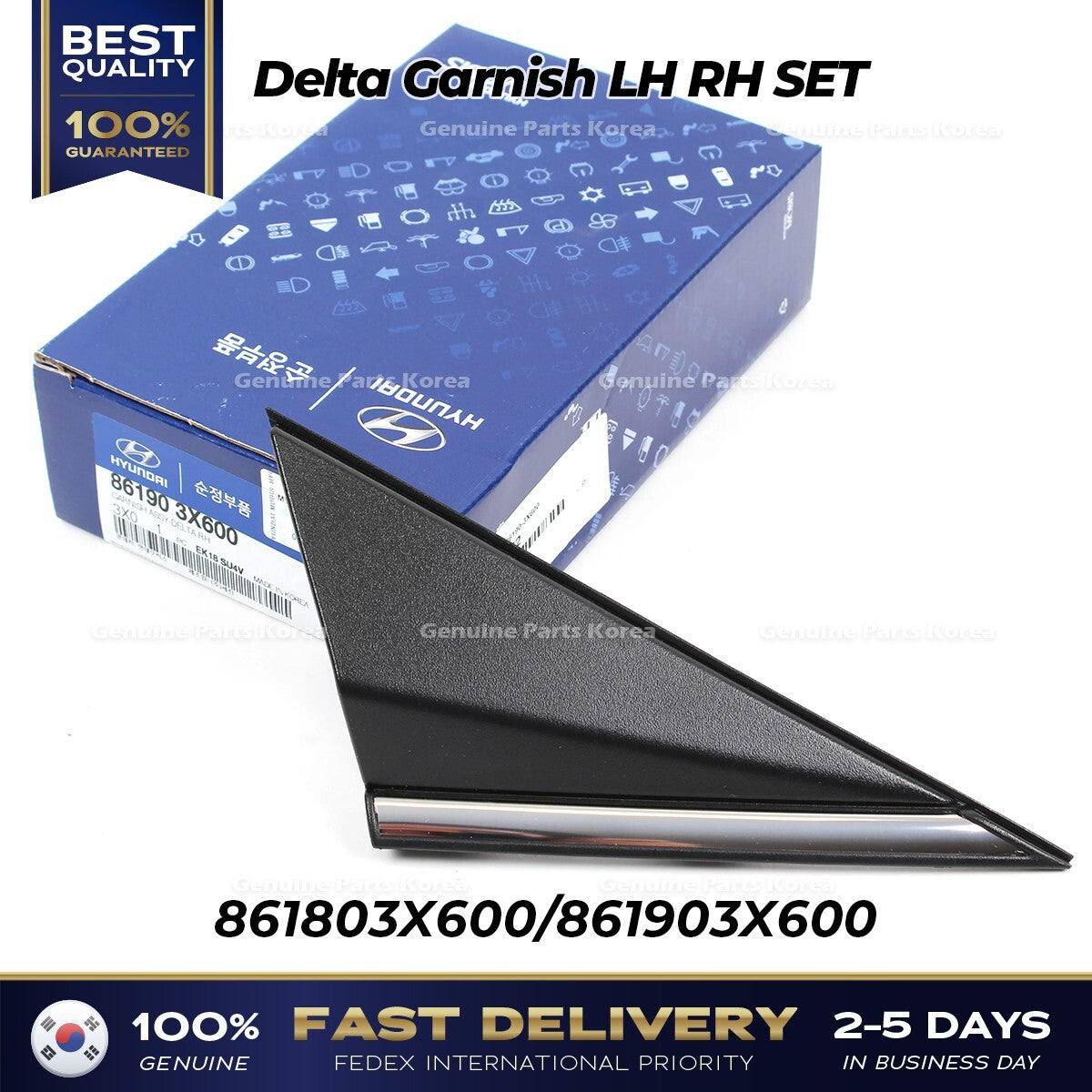 Genuine Delta Garnish LH RH SET 861803X600 861903X600 for Hyundai Elantra