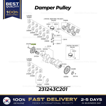 Genuine Damper Pulley 231243C201 for Hyundai Genesis Kia