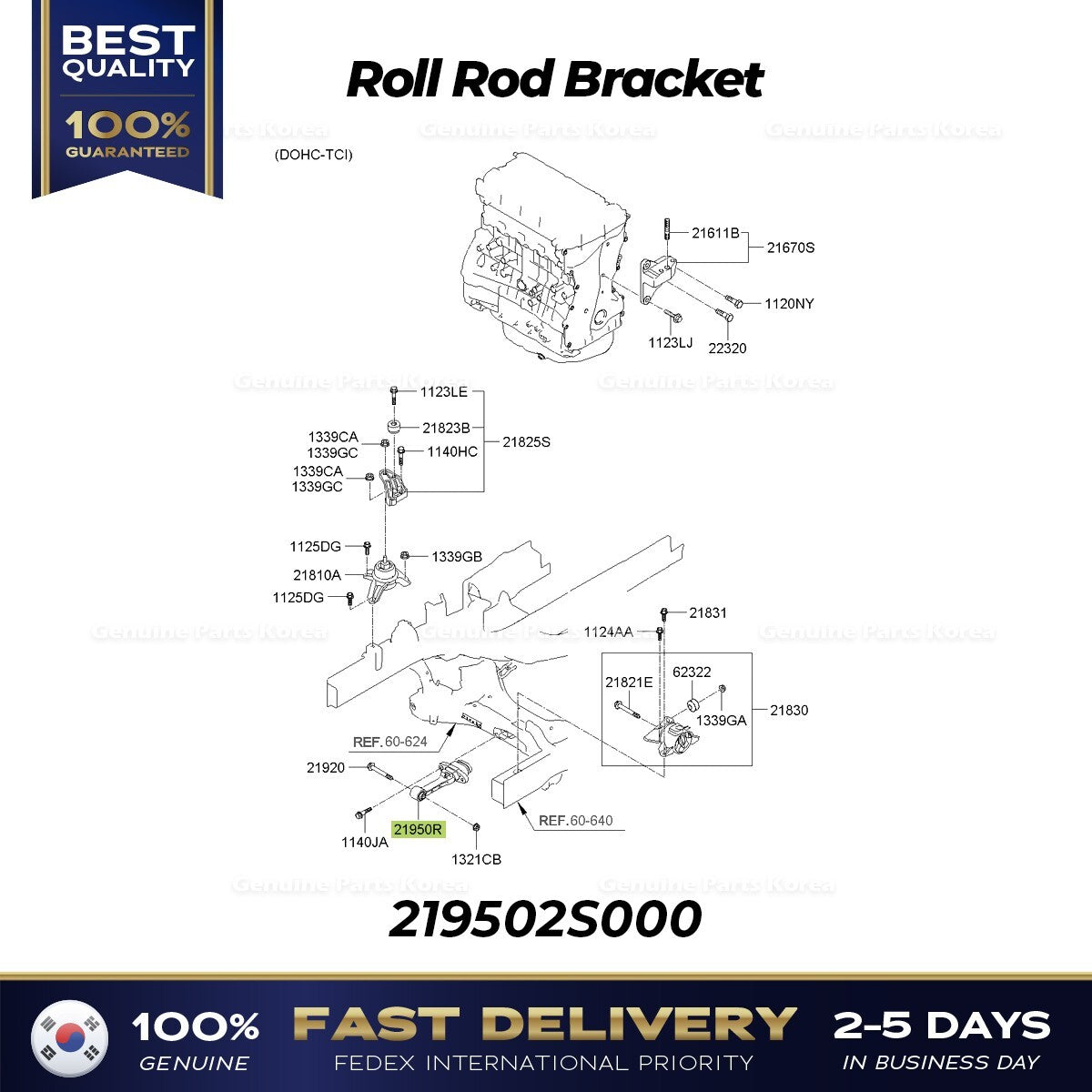 Genuine Roll Rod Bracket 219502S000 for Hyundai Tucson Kia Sportage