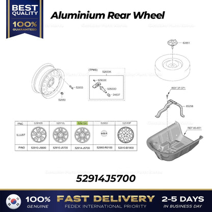 Genuine Aluminium Rear Wheel 52914J5700 for Kia Stinger