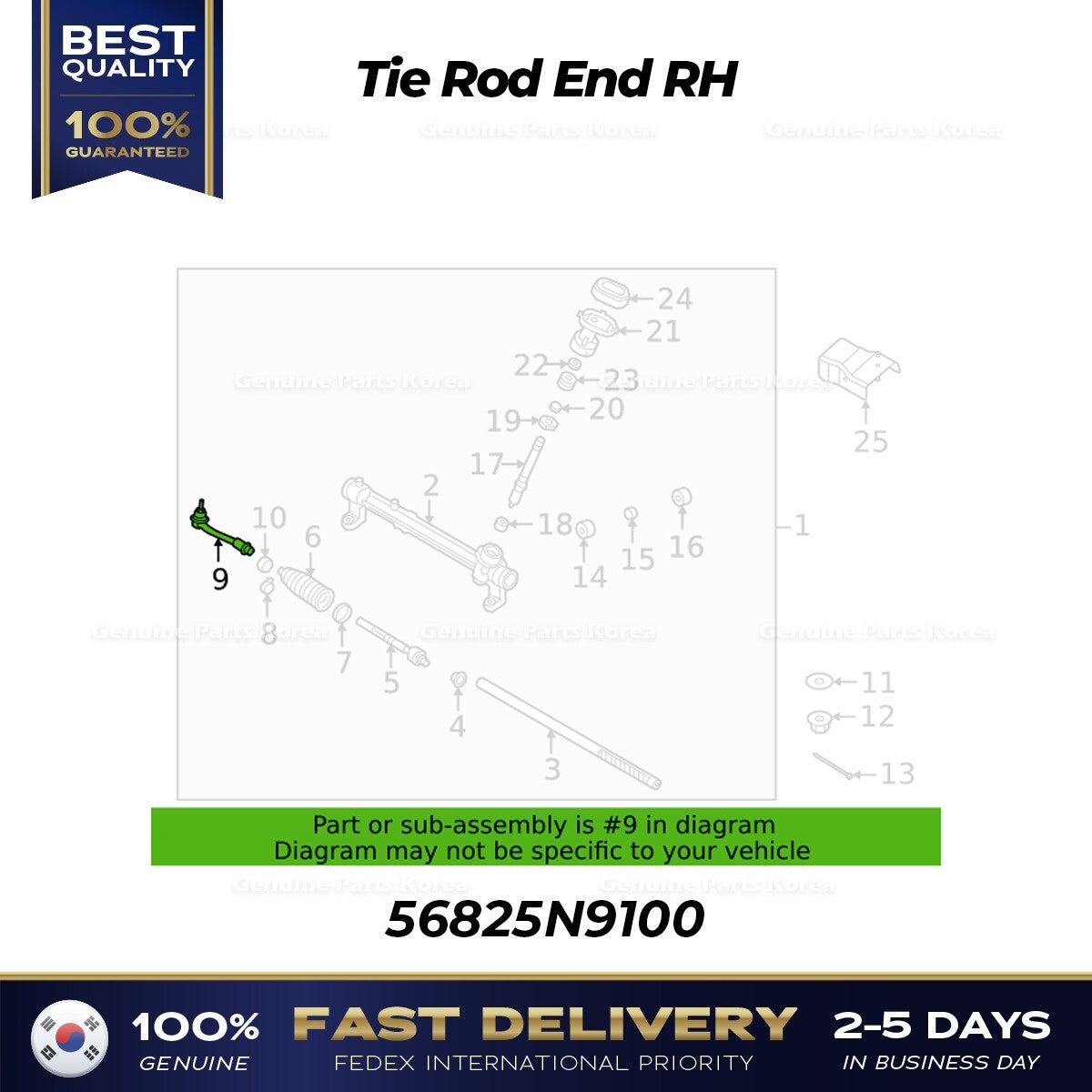 Genuine Tie Rod End RH 56825N9100 for Hyundai Tucson Kia Sportage