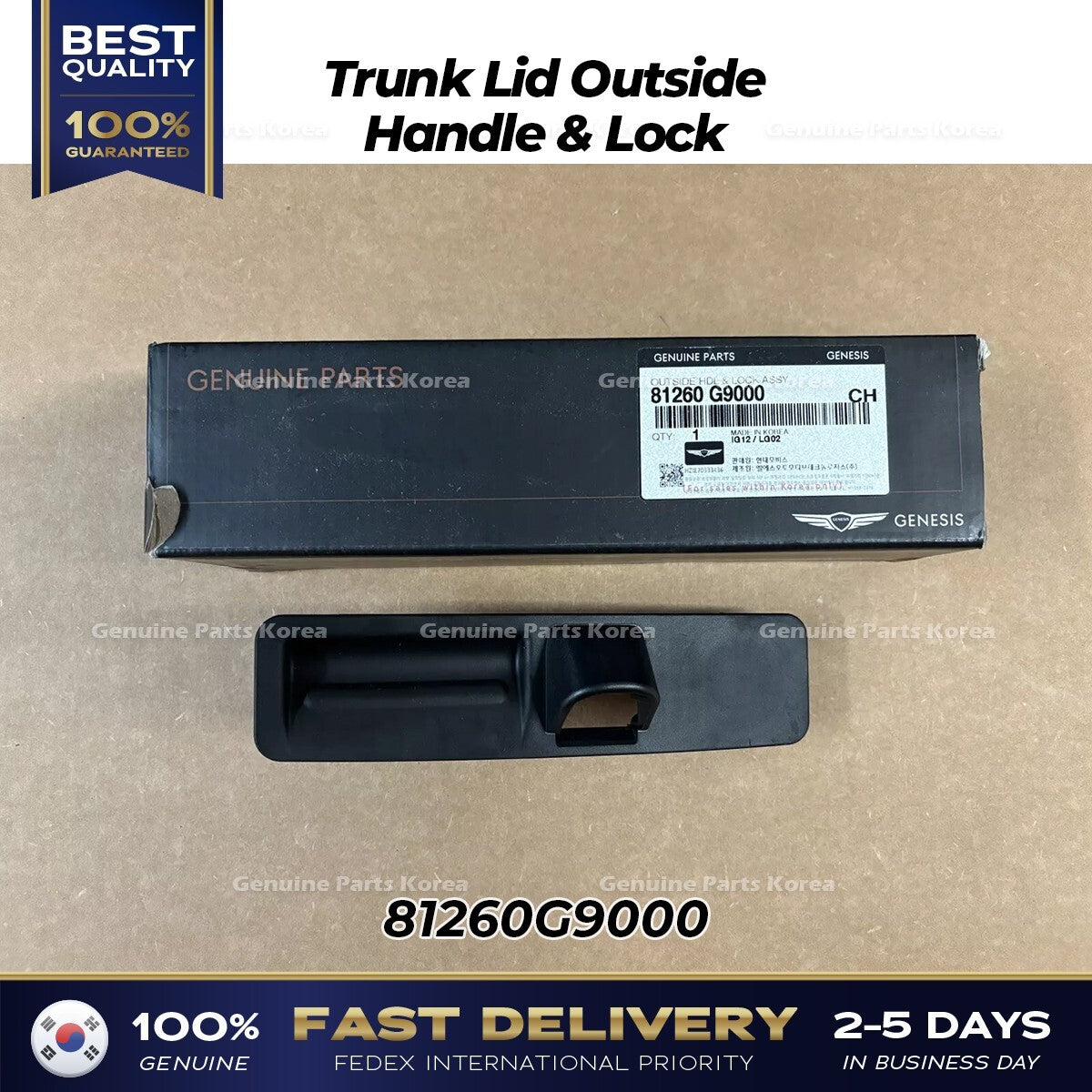 Genuine Trunk Lid Outside Handle & Lock 81260G9000 for Hyundai Genesis G70