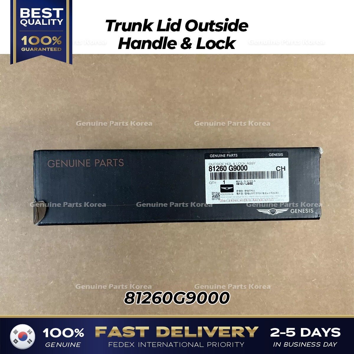 Genuine Trunk Lid Outside Handle & Lock 81260G9000 for Hyundai Genesis G70