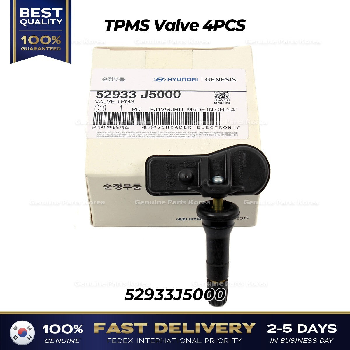 Genuine TPMS Valve 4PCS 52933J5000 for Hyundai Genesis G70 Kia Stinger