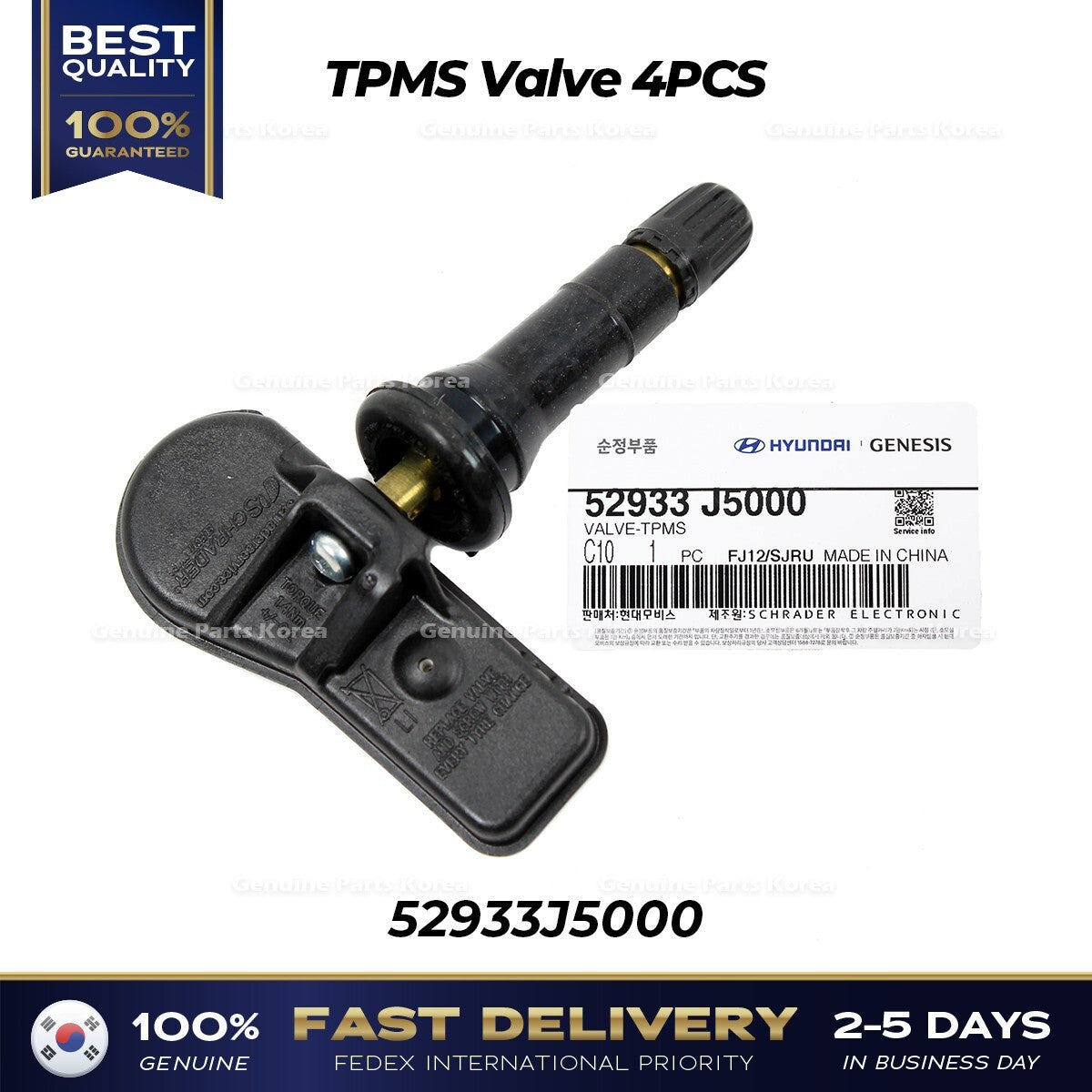 Genuine TPMS Valve 4PCS 52933J5000 for Hyundai Genesis G70 Kia Stinger