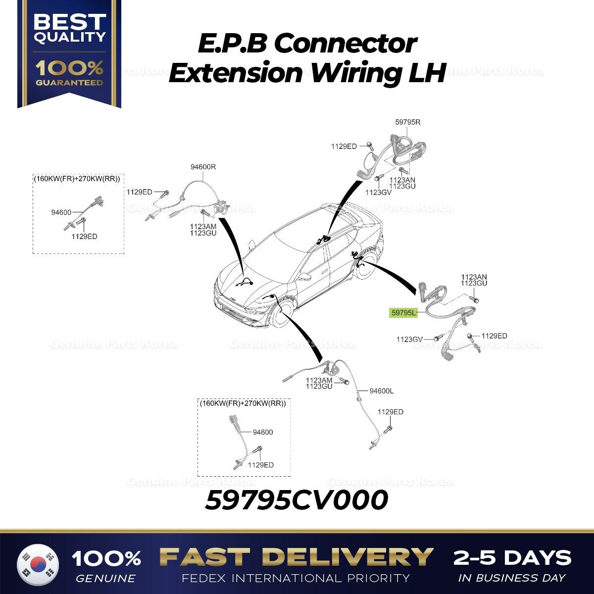 Genuine E.P.B Connector Extension Wiring LH 59795CV000 for Kia EV6