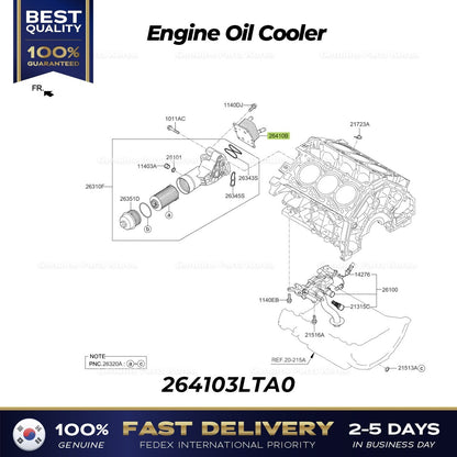 Genuine Engine Oil Cooler 264103LTA0 for Hyundai Genesis Kia K900 Stinger