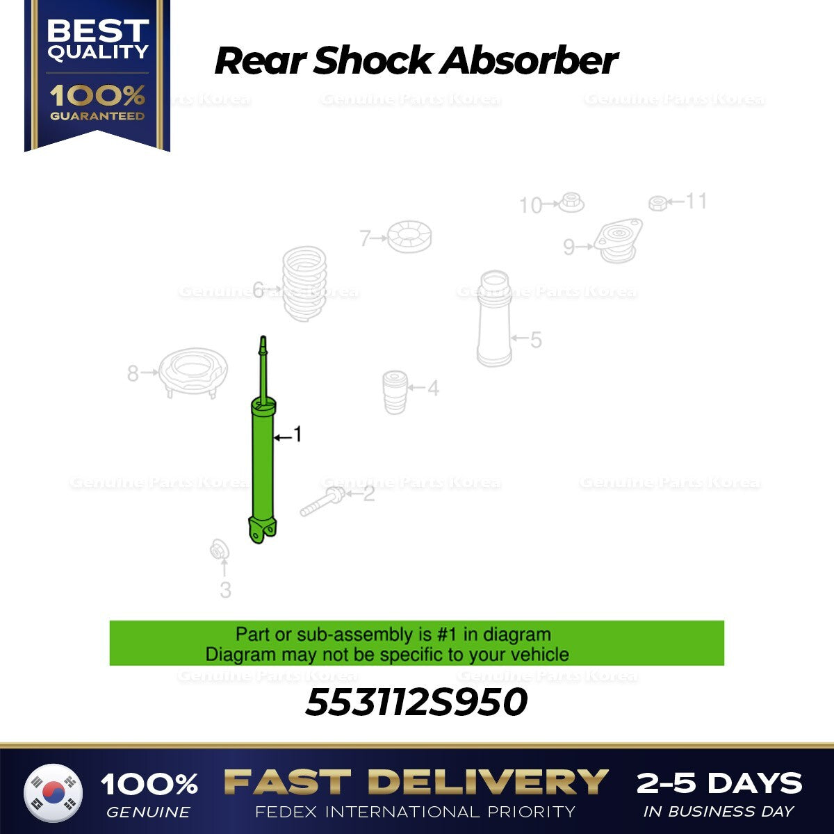 Genuine Rear Shock Absorber 553112S950 for Hyundai Tuscon Kia Sportage
