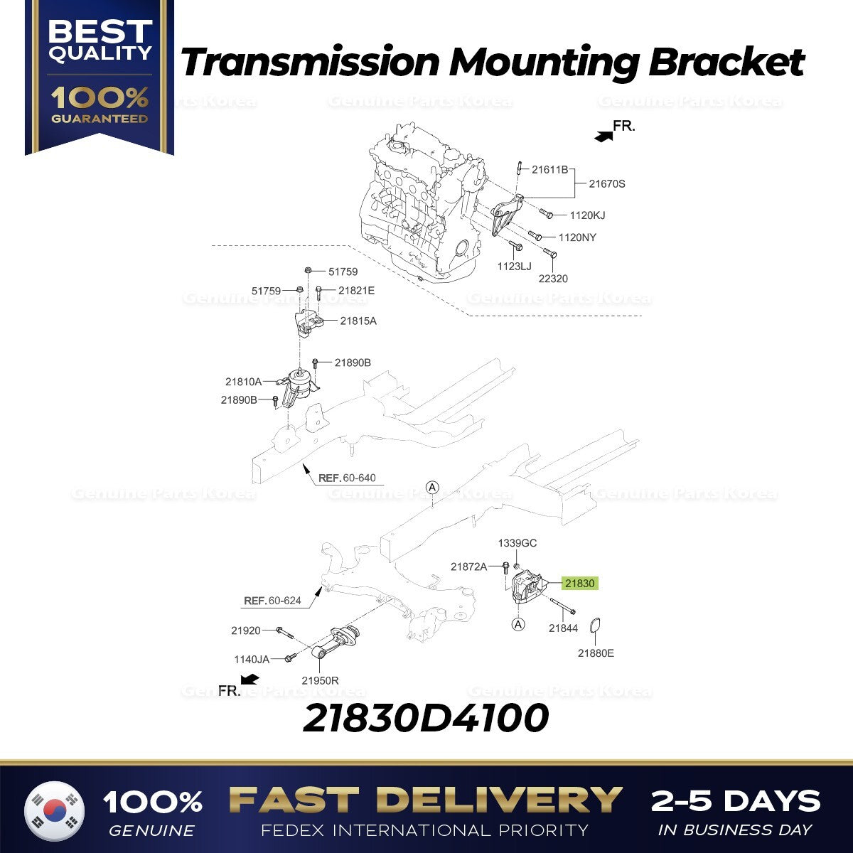 Genuine Transmission Mounting Bracket 21830D4100 for Hyundai Sonata Kia Optima