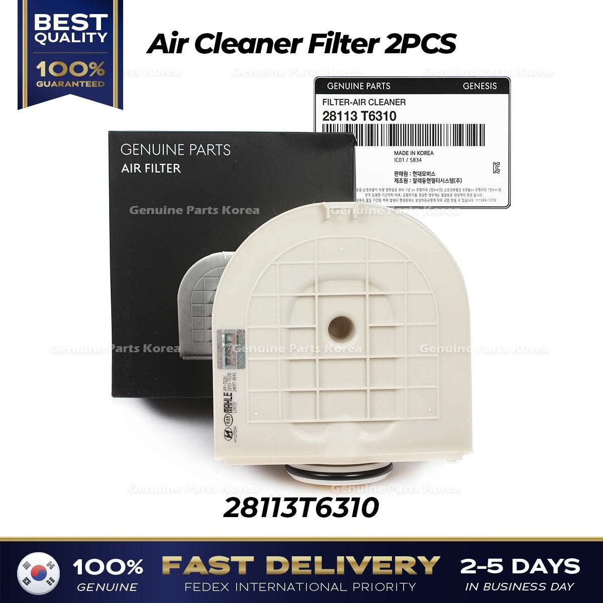 Genuine Air Cleaner Filter 2PCS 28113T6310 for Hyundai Genesis GV80