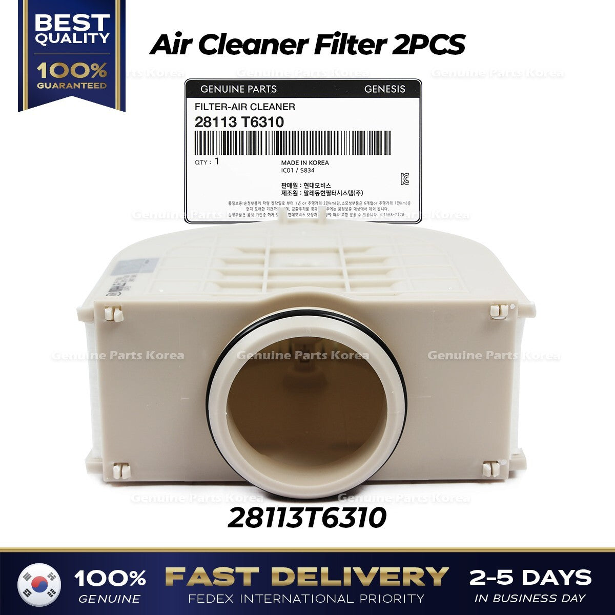 Genuine Air Cleaner Filter 2PCS 28113T6310 for Hyundai Genesis GV80