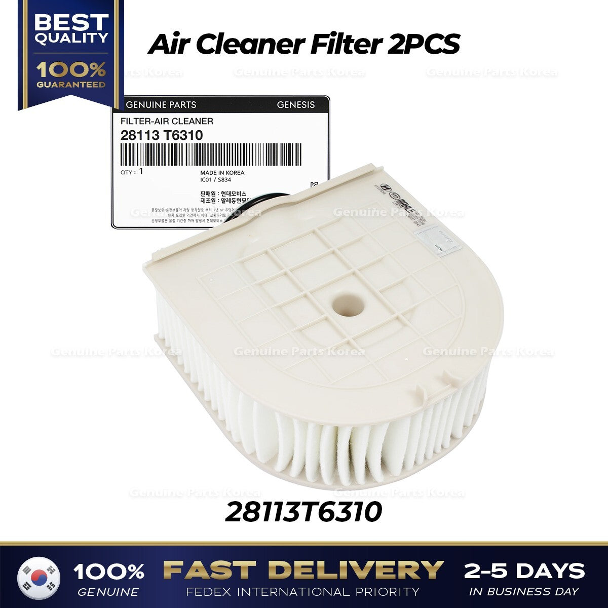 Genuine Air Cleaner Filter 2PCS 28113T6310 for Hyundai Genesis GV80