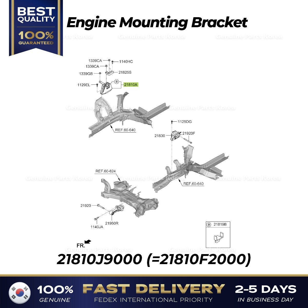 Genuine Engine Mounting Bracket 21810J9000 for Hyundai Elantra Kia Seltos