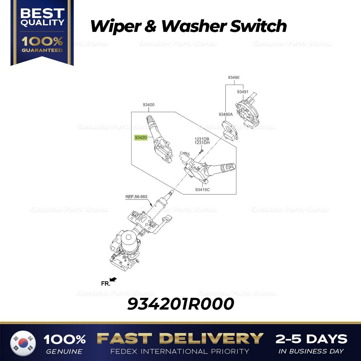 Genuine Wiper & Washer Switch 934201R000 for Hyundai Accent