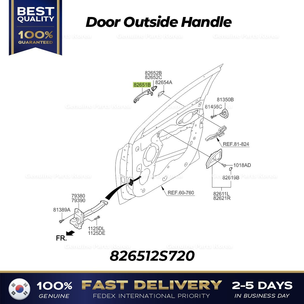 Genuine Door Outside Handle 826512S720 for Hyundai Tucson