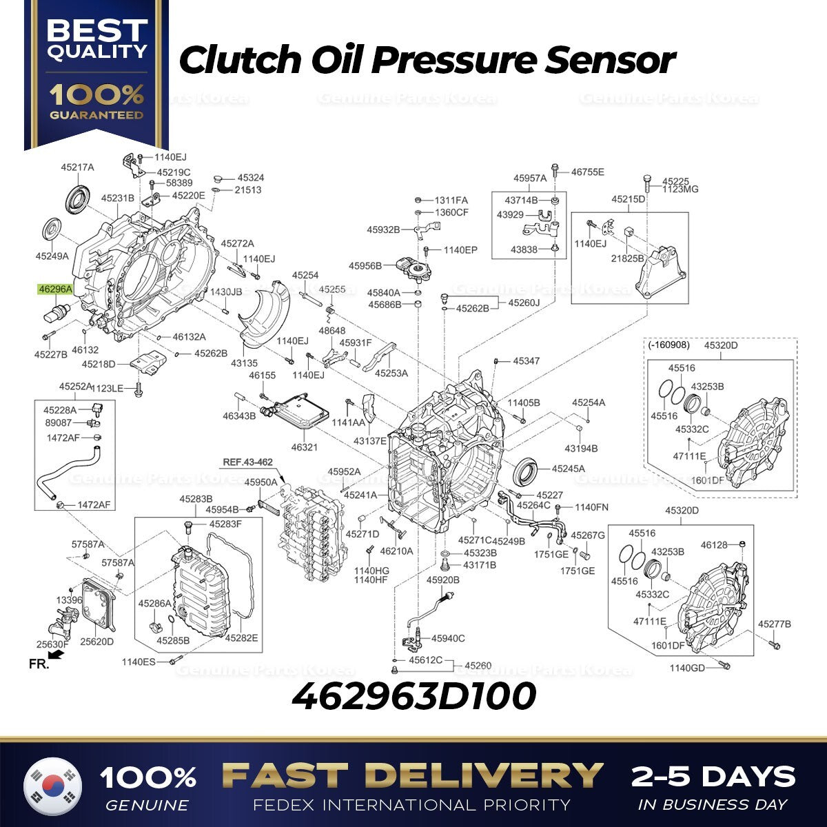 Genuine Clutch Oil Pressure Sensor 462963D100 for Hyundai Kia