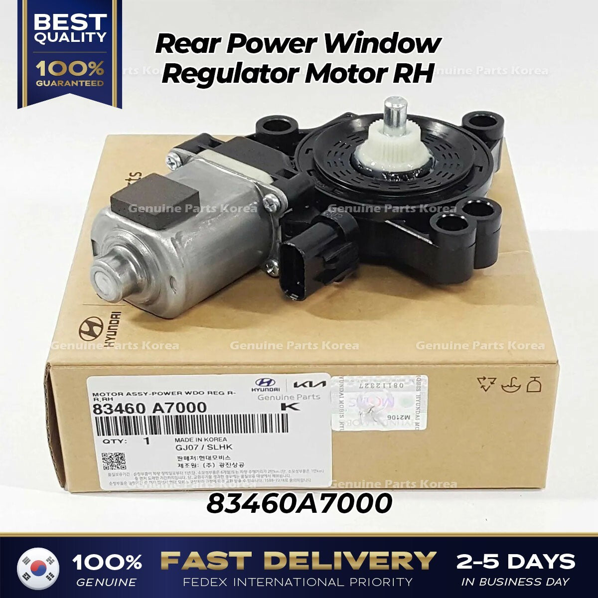 Genuine Rear Power Window Regulator Motor RH 83460A7000 for Kia Forte