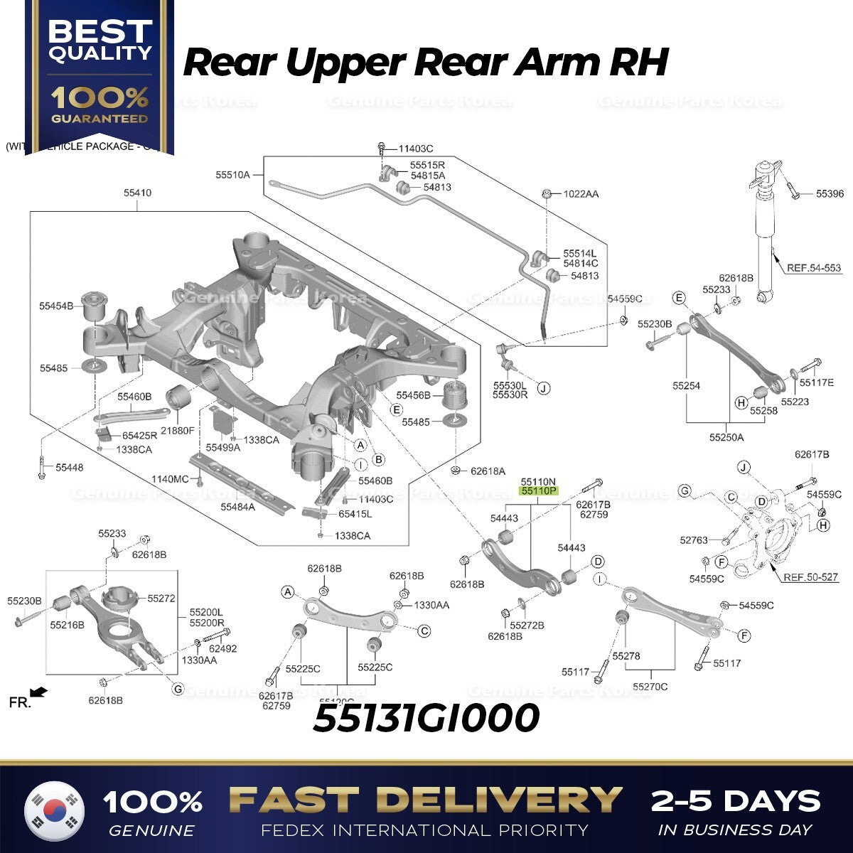 Genuine Rear Upper Rear Arm RH 55131GI000 for Hyundai Ioniq 5 Kia EV6