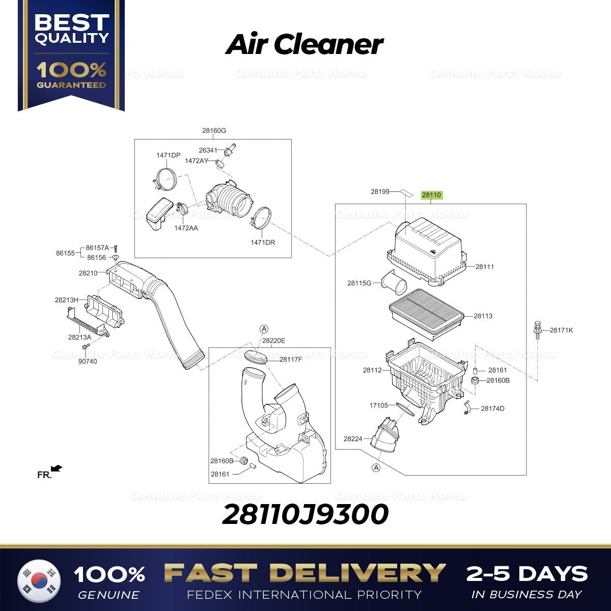Genuine Air Cleaner 28110J9300 for Hyundai Kona