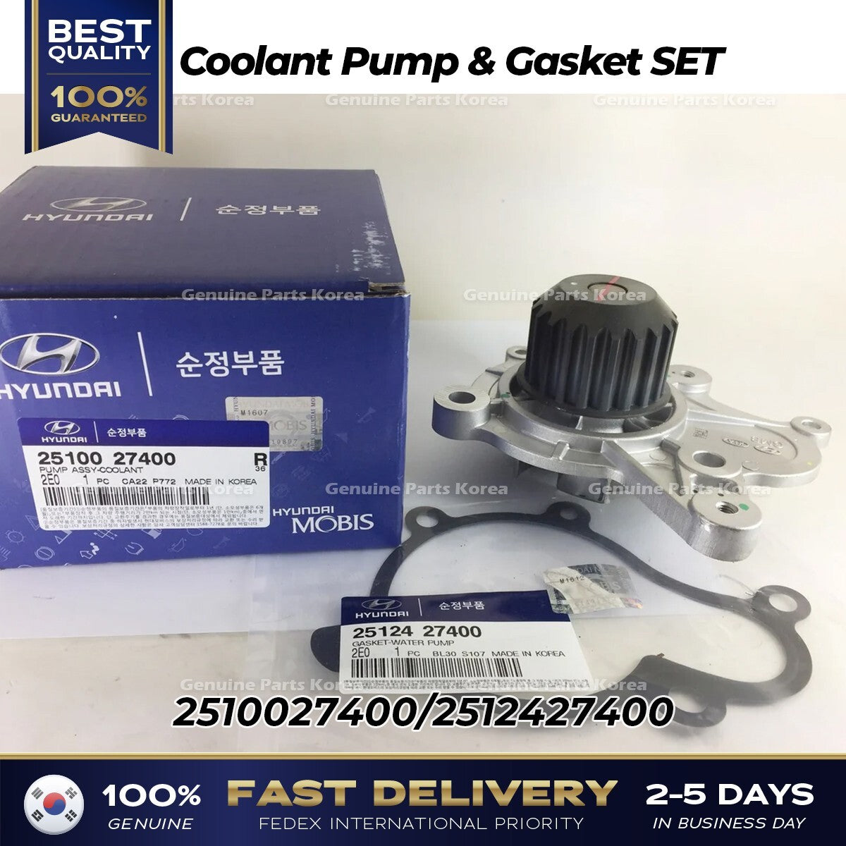 Genuine Coolant Pump & Gasket SET 2510027400 for Hyundai Kia
