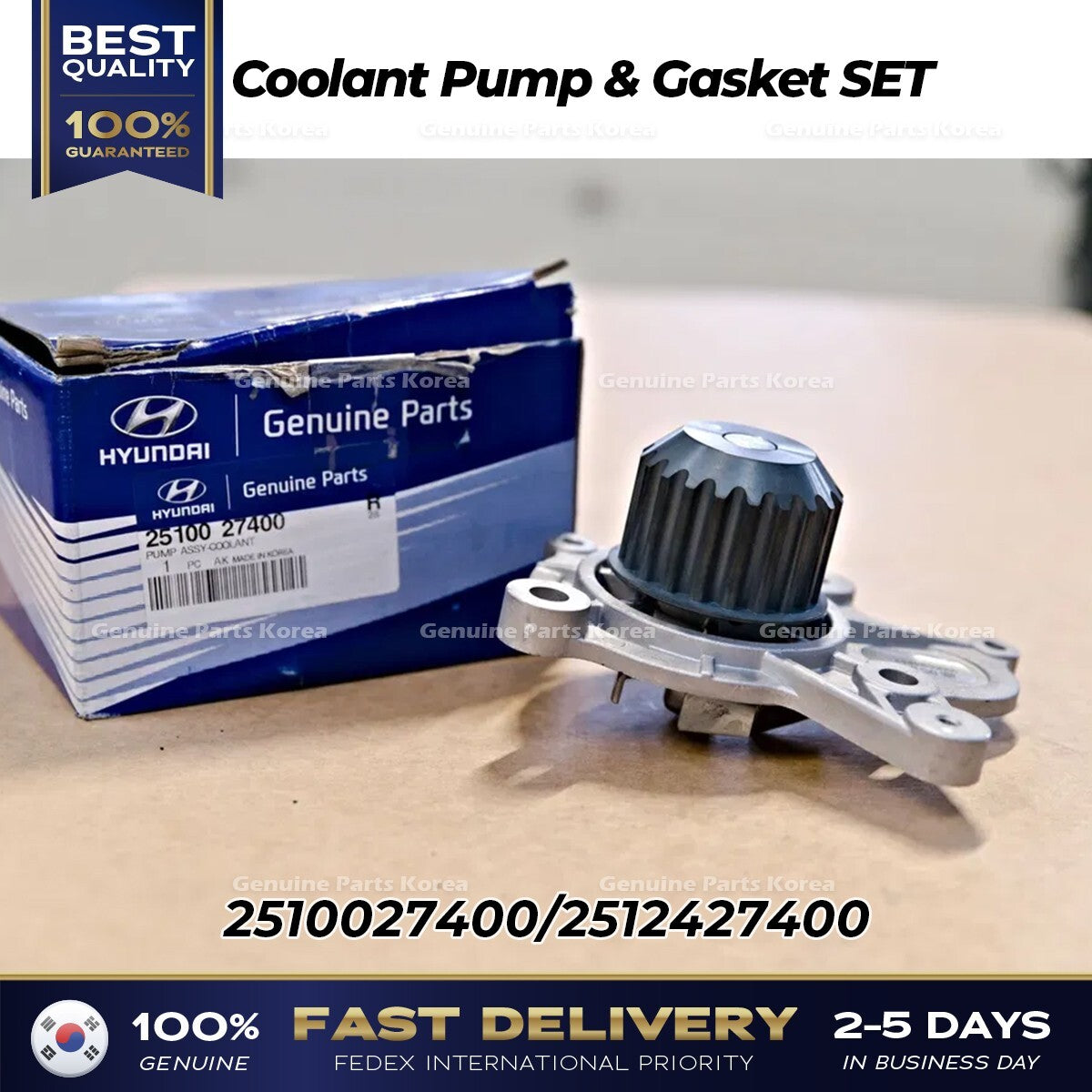 Genuine Coolant Pump & Gasket SET 2510027400 for Hyundai Kia
