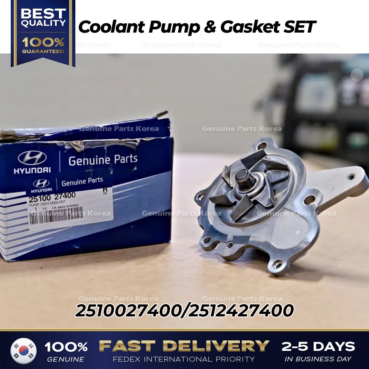 Genuine Coolant Pump & Gasket SET 2510027400 for Hyundai Kia